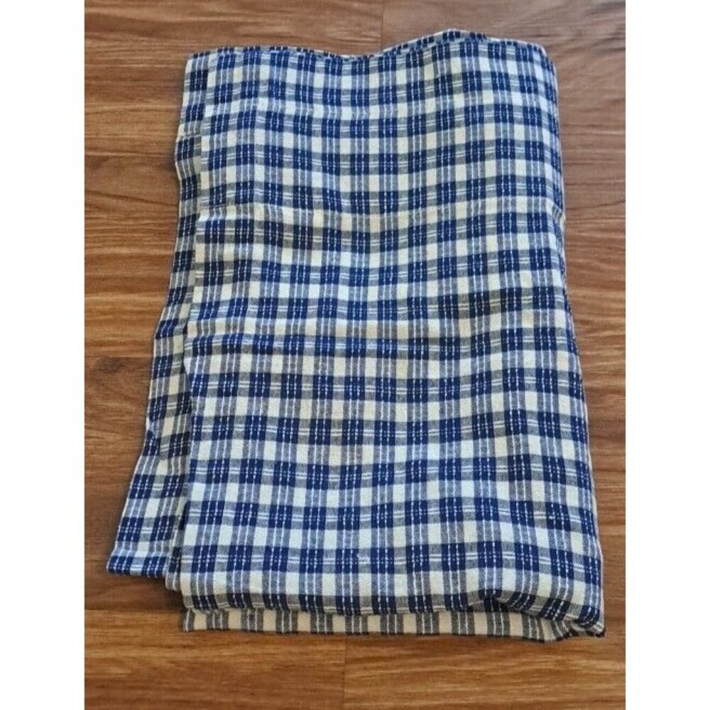 Blue Checked Gingham Curtain Panel JC Penney Plaid Country Farmhouse 61x36